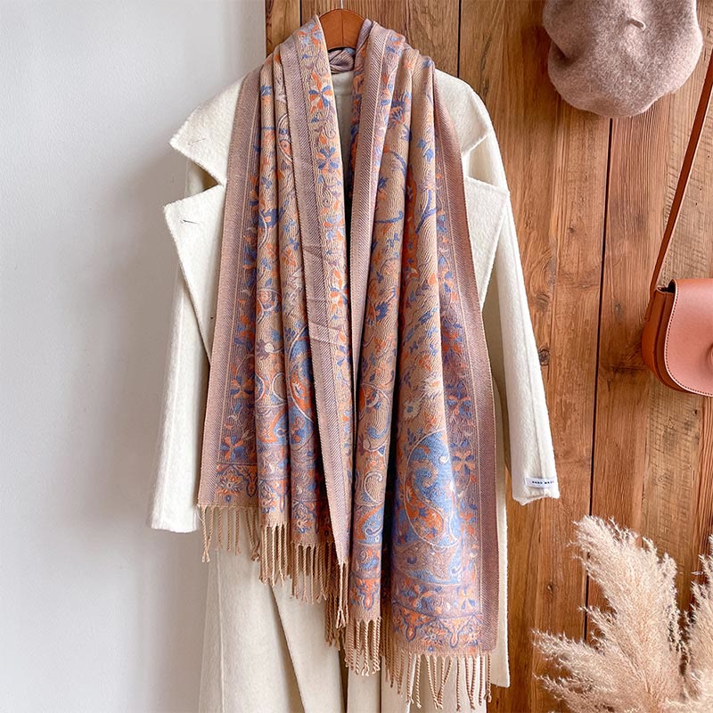 Buddha Stones Tibetan Cashew Flowers Vine Pattern Tassels Shawl Fall Winter Soft Scarf Wrap - image 22