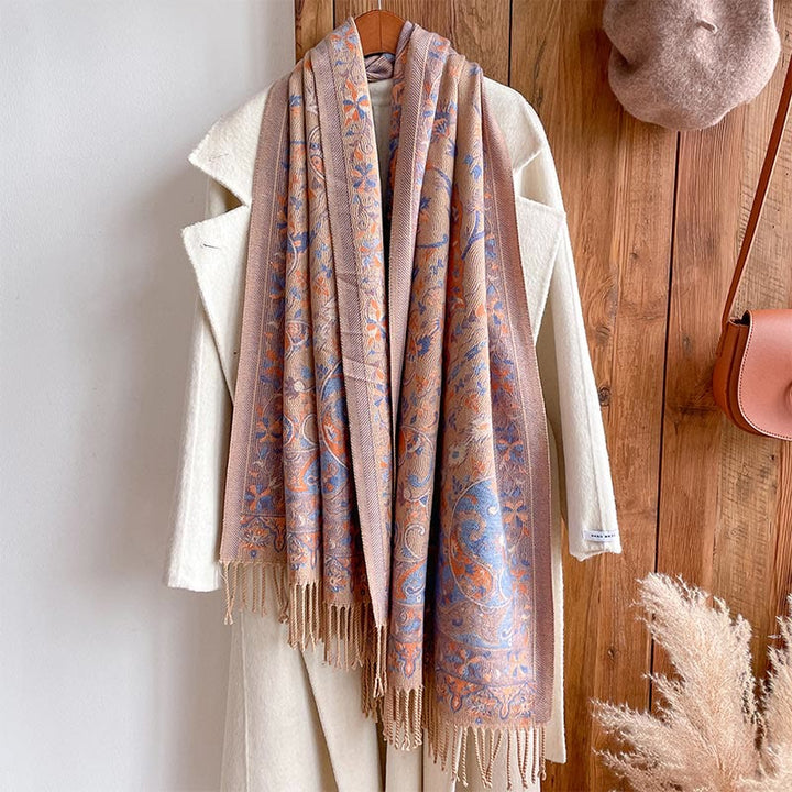 Buddha Stones Tibetan Cashew Flowers Vine Pattern Tassels Shawl Fall Winter Soft Scarf Wrap - image 22