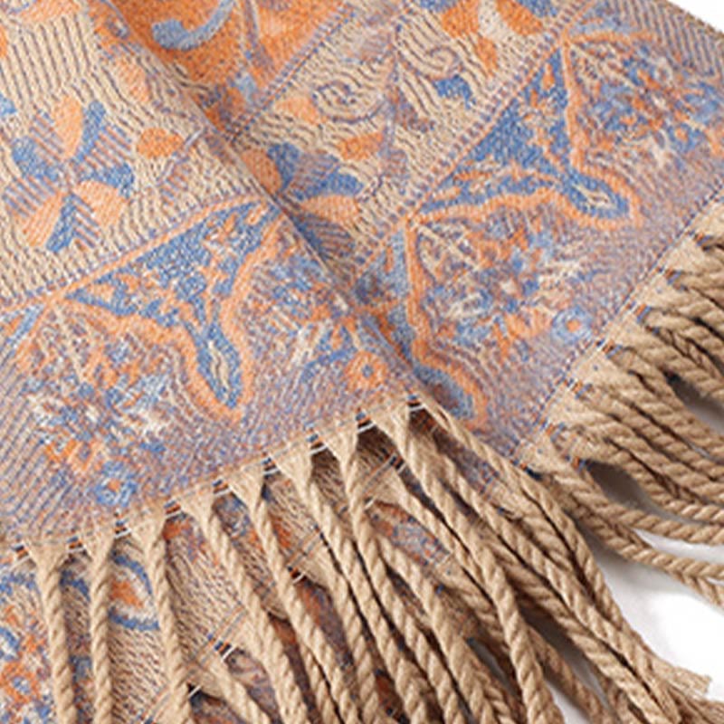 Buddha Stones Tibetan Cashew Flowers Vine Pattern Tassels Shawl Fall Winter Soft Scarf Wrap - image 25