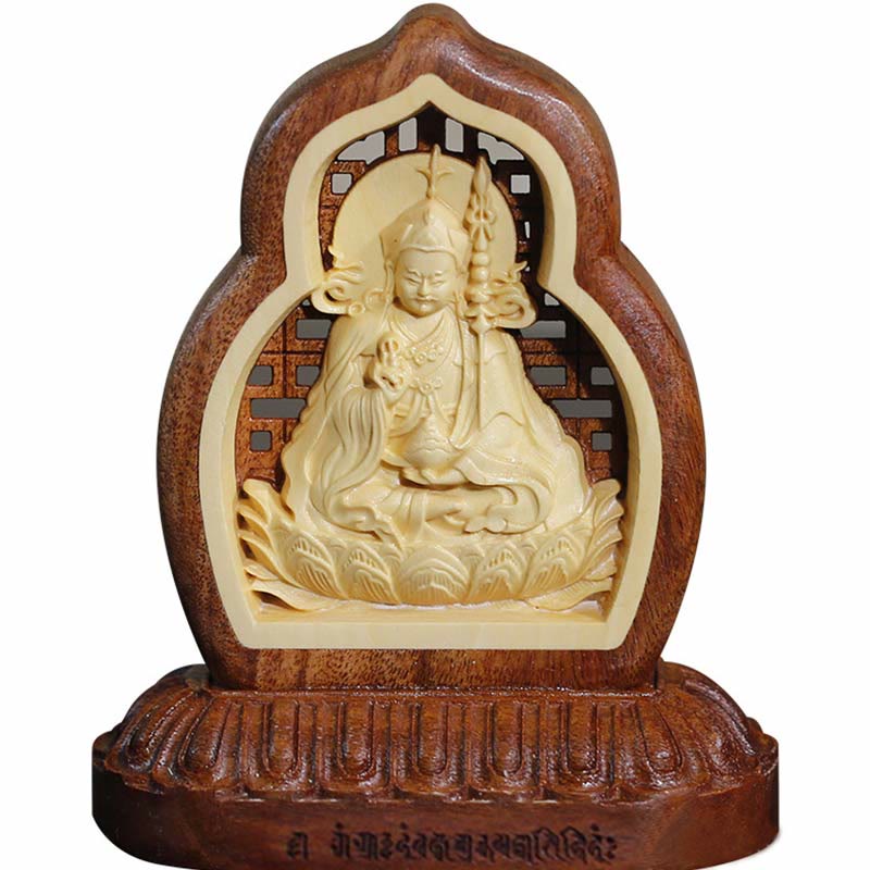Buddha Stones Guru Rinpoche Buddha Padmasambhavan Serenity Wood Engraved Statue Figurine Decoration - image 6