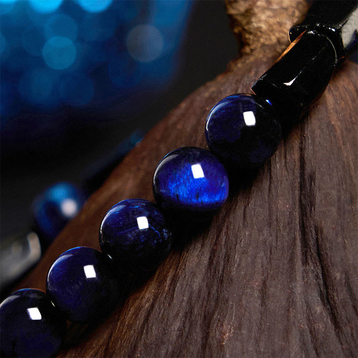 Buddha Stones Blue Tiger Eye Black Tourmaline Strength Bracelet - image 6