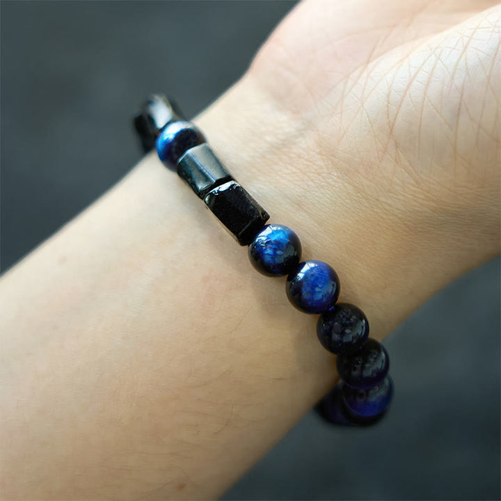 Buddha Stones Blue Tiger Eye Black Tourmaline Strength Bracelet - image 7