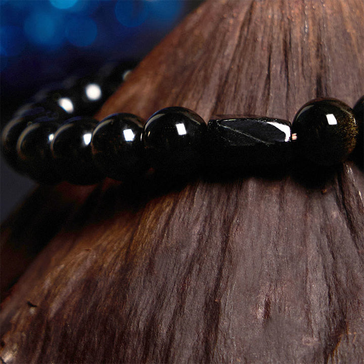 Buddha Stones Gold Sheen Obsidian Black Tourmaline Wealth Bracelet - image 5