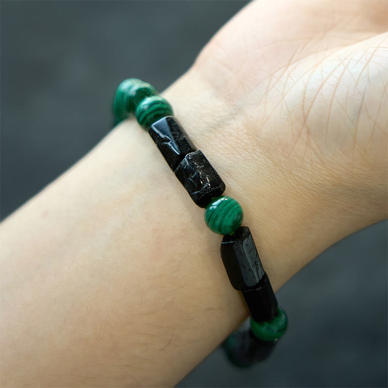 Buddha Stones Malachite Black Tourmaline Purity Bracelet - image 2