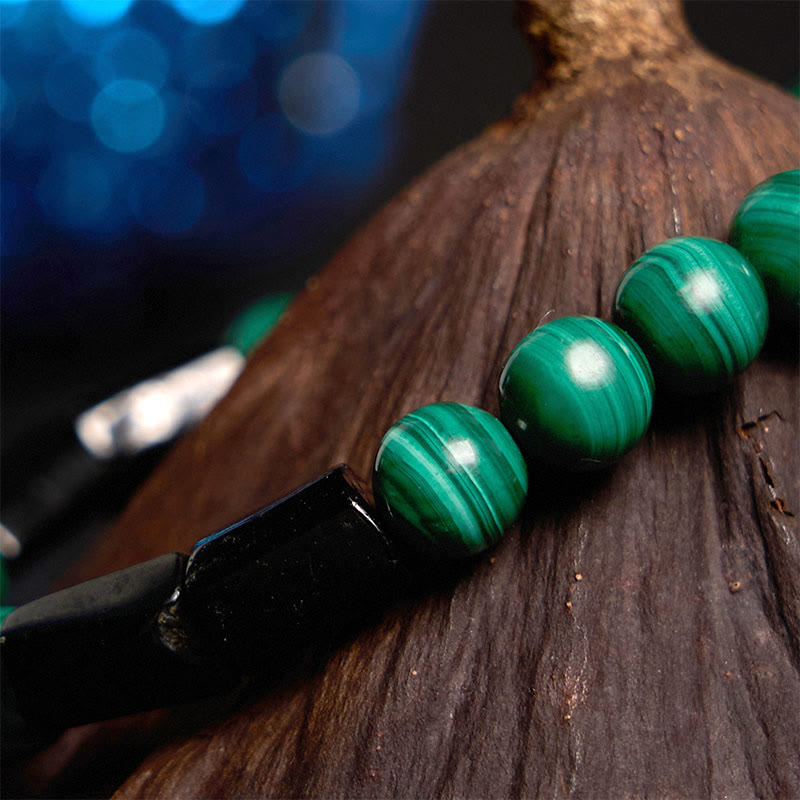 Buddha Stones Malachite Black Tourmaline Purity Bracelet - image 3