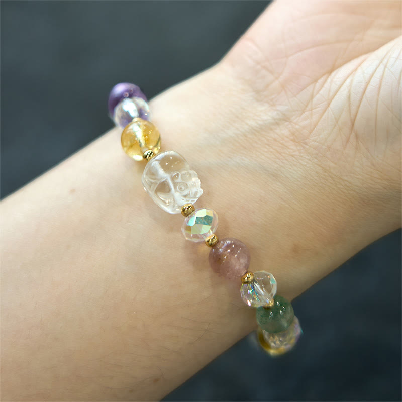 Buddha Stones PiXiu White Crystal Citrine Green Strawberry Quartz Amethyst Luck Bracelet - image 5