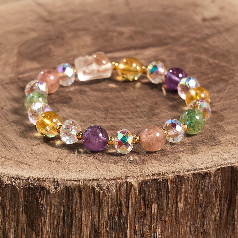 Buddha Stones PiXiu White Crystal Citrine Green Strawberry Quartz Amethyst Luck Bracelet - image 4