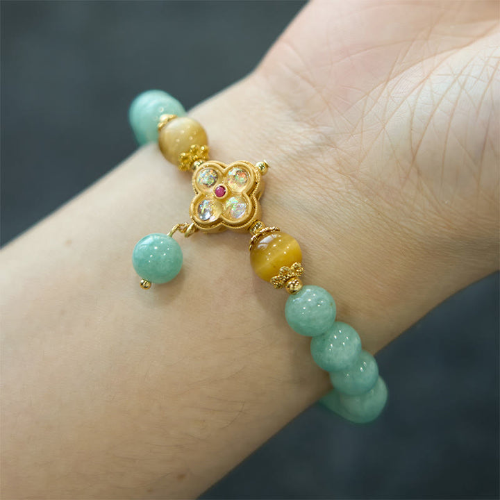 Buddha Stones Jade Yellow Tiger Eye Prosperity Bracelet - image 6