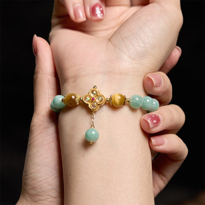 Buddha Stones Jade Yellow Tiger Eye Prosperity Bracelet - image 6