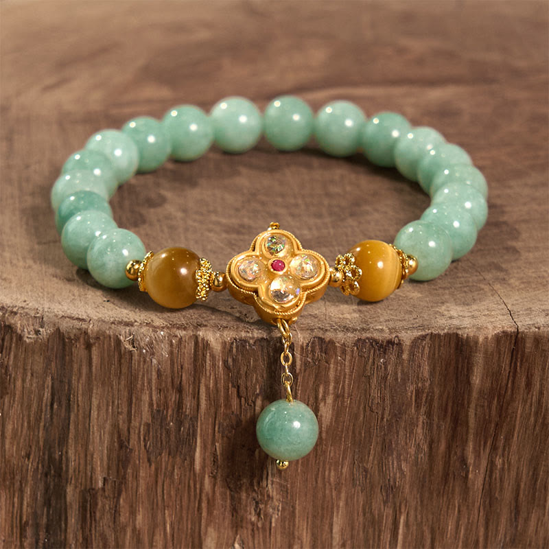 Buddha Stones Jade Yellow Tiger Eye Prosperity Bracelet - image 1