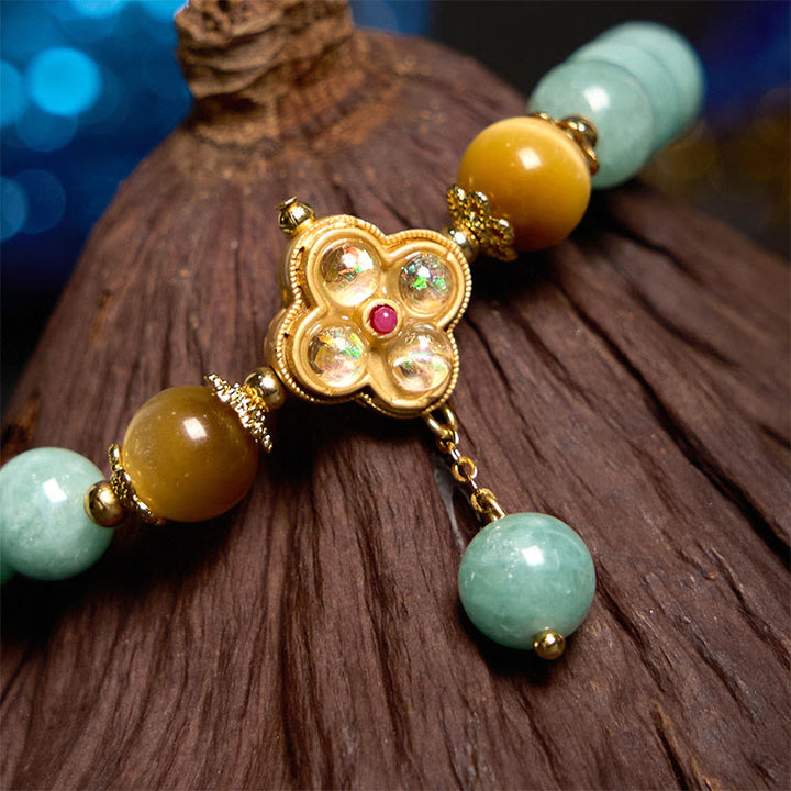 Buddha Stones Jade Yellow Tiger Eye Prosperity Bracelet - image 4