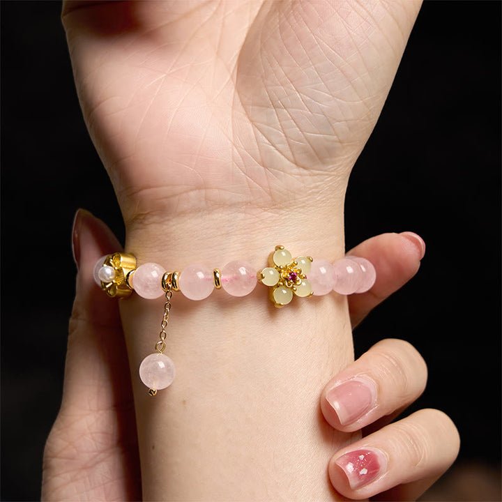Buddha Stones Pink Crystal Citrine Flower Warmth Bracelet - image 6