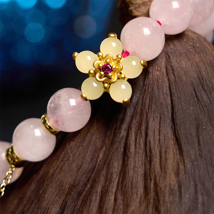 Buddha Stones Pink Crystal Citrine Flower Warmth Bracelet - image 2