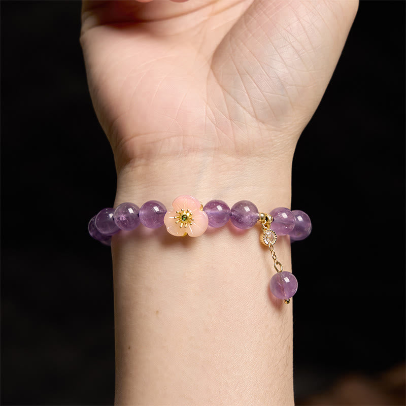 Buddha Stones Amethyst Peach Blossom Fortune Meditation Bracelet - image 5
