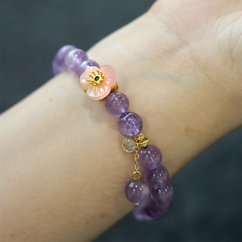 Buddha Stones Amethyst Peach Blossom Fortune Meditation Bracelet - image 7