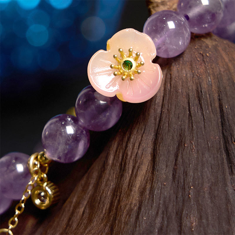 Buddha Stones Amethyst Peach Blossom Fortune Meditation Bracelet - image 3