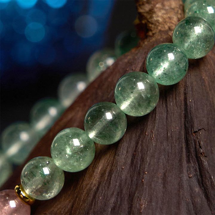 Buddha Stones Natural Green Strawberry Quartz Soothing Fu Character Bracelet - image 6