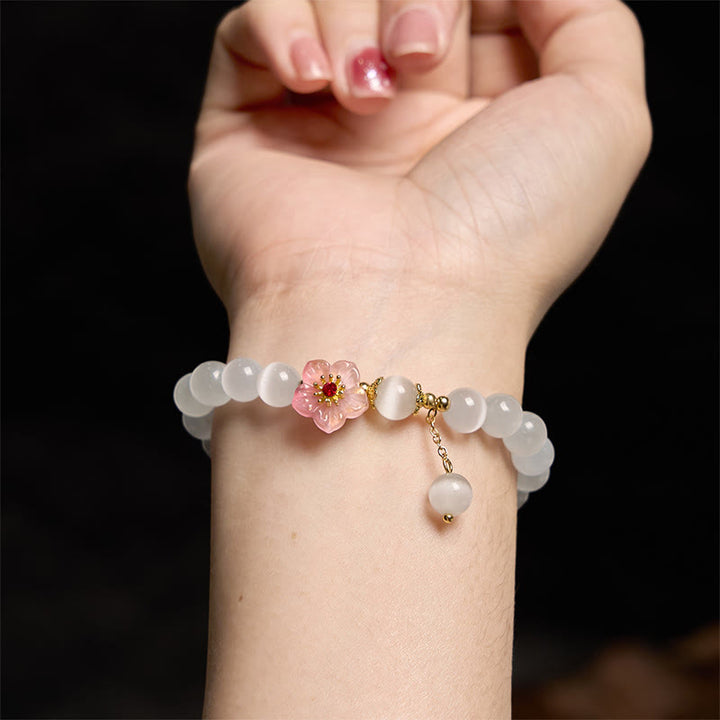 Buddha Stones Chrysoberyl Cat's Eye Pink Flowers Support Bracelet - image 5