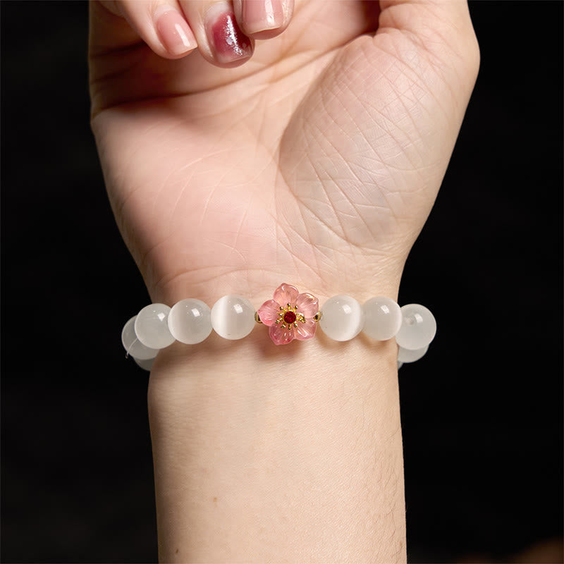 Buddha Stones Cat's Eye Chrysoberyl Flower Love Bracelet - image 6