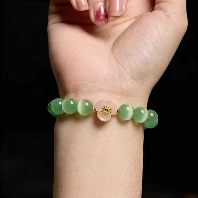 Buddha Stones Cat's Eye Chrysoberyl Flower Love Bracelet - image 13