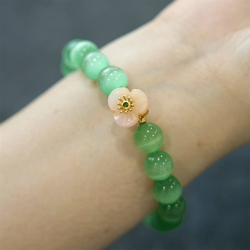 Buddha Stones Cat's Eye Chrysoberyl Flower Love Bracelet - image 14