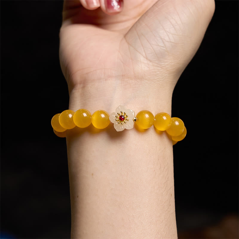 Buddha Stones Cat's Eye Chrysoberyl Flower Love Bracelet - image 22