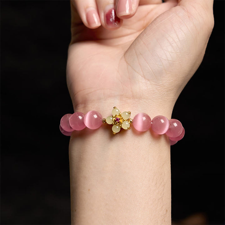 Buddha Stones Cat's Eye Chrysoberyl Flower Love Bracelet - image 25