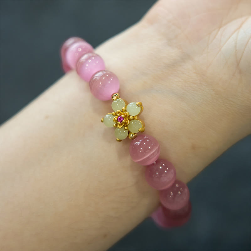 Buddha Stones Cat's Eye Chrysoberyl Flower Love Bracelet - image 29