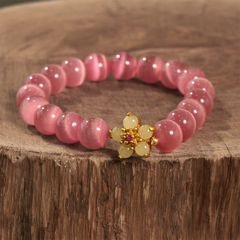 Buddha Stones Cat's Eye Chrysoberyl Flower Love Bracelet - image 24