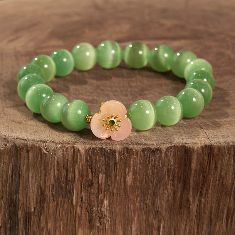 Buddha Stones Cat's Eye Chrysoberyl Flower Love Bracelet - image 9
