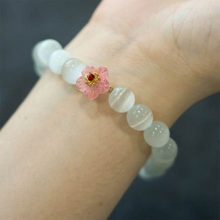 Buddha Stones Cat's Eye Chrysoberyl Flower Love Bracelet - image 6