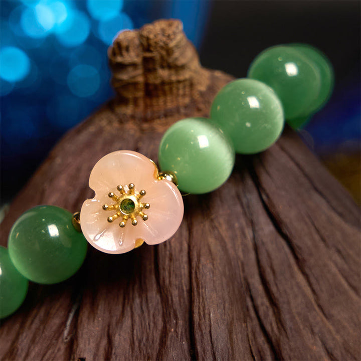 Buddha Stones Cat's Eye Chrysoberyl Flower Love Bracelet - image 12