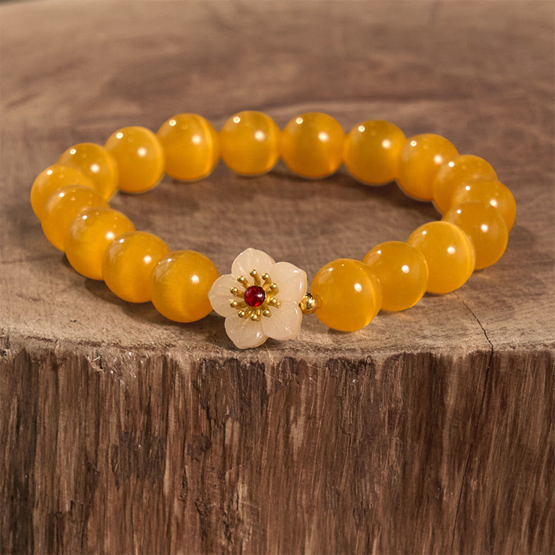 Buddha Stones Cat's Eye Chrysoberyl Flower Love Bracelet - image 15