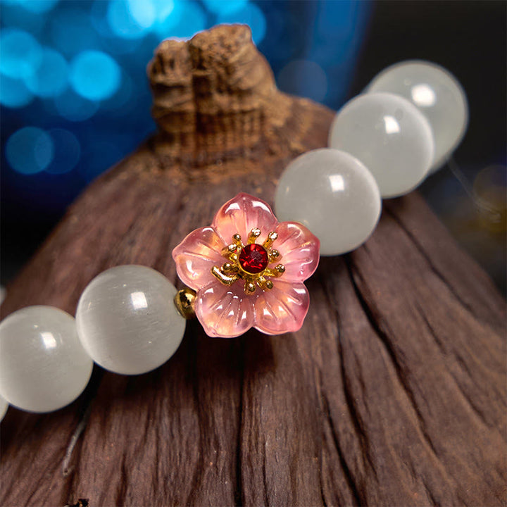 Buddha Stones Cat's Eye Chrysoberyl Flower Love Bracelet - image 4