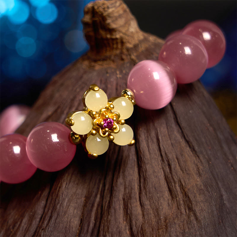 Buddha Stones Cat's Eye Chrysoberyl Flower Love Bracelet - image 27