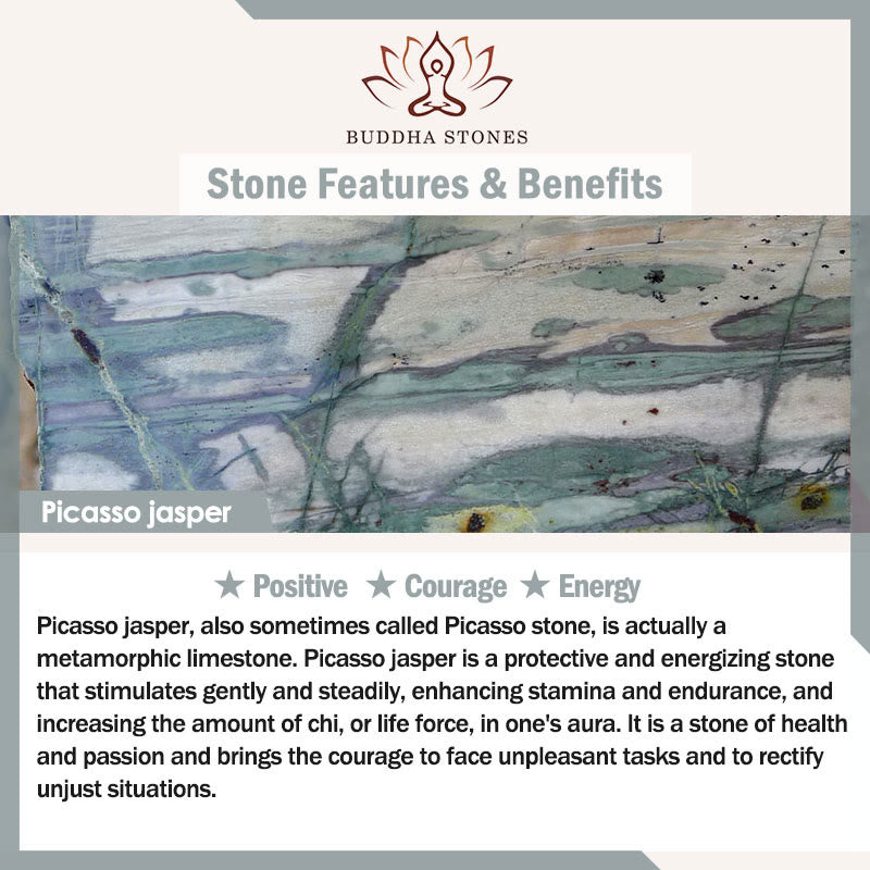 Buddha Stones 925 Sterling Silver Lotus Design Picasso Jasper Positive Bracelet - image 9