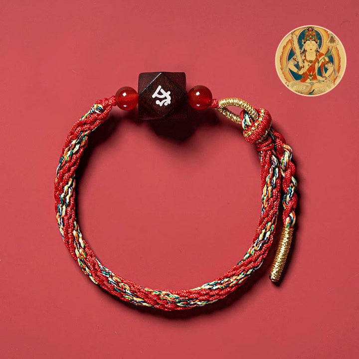 Buddha Stones Chinese Zodiac Natal Buddha Small Leaf Red Sandalwood Red String Protection Bracelet - Ox/Tiger-Void Bodhisattva - image 2