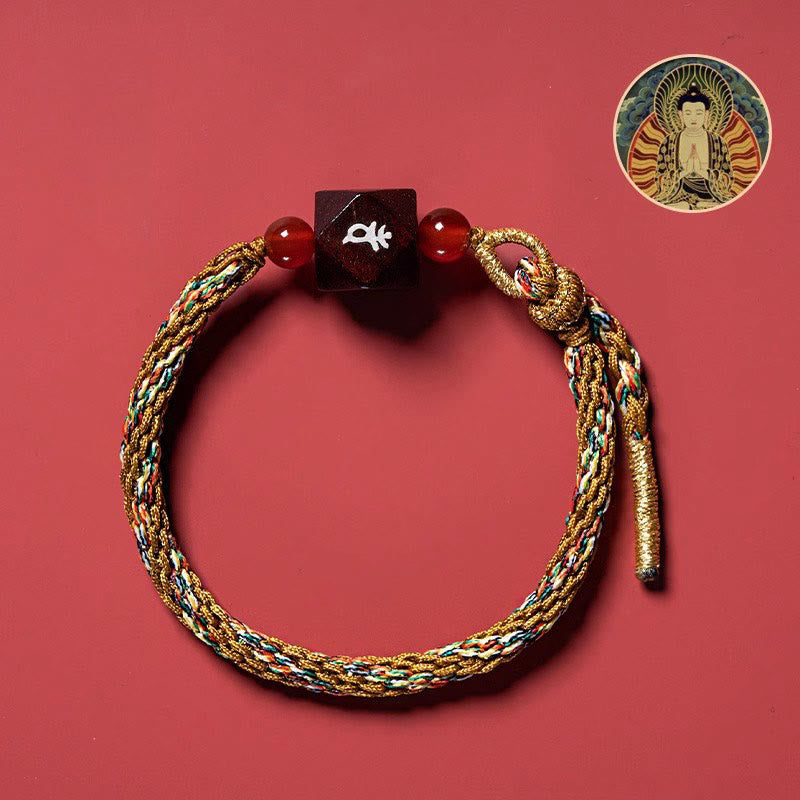 Buddha Stones Chinese Zodiac Natal Buddha Small Leaf Red Sandalwood Red String Protection Bracelet - Goat/Monkey-Tathagata - image 13