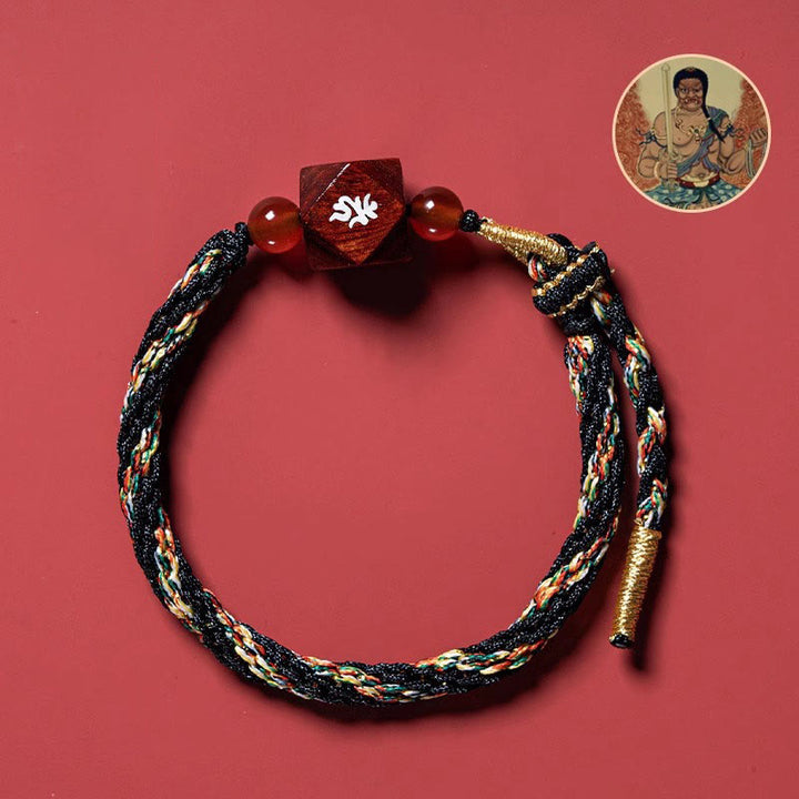 Buddha Stones Chinese Zodiac Natal Buddha Small Leaf Red Sandalwood Red String Protection Bracelet - Rooster-Acalanatha - image 16