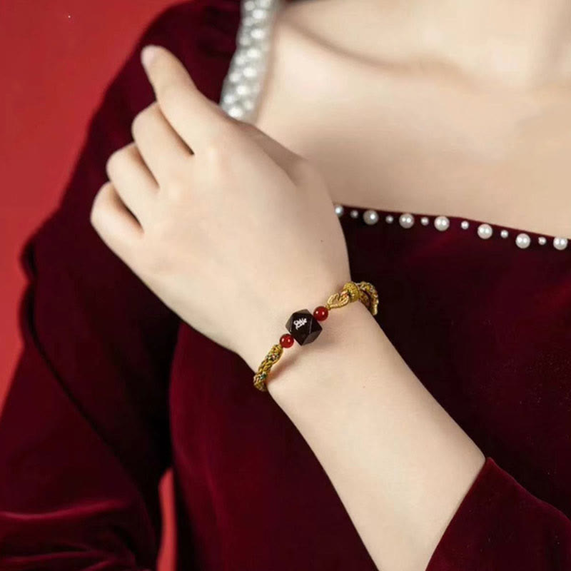 Buddha Stones Chinese Zodiac Natal Buddha Small Leaf Red Sandalwood Red String Protection Bracelet - image 8