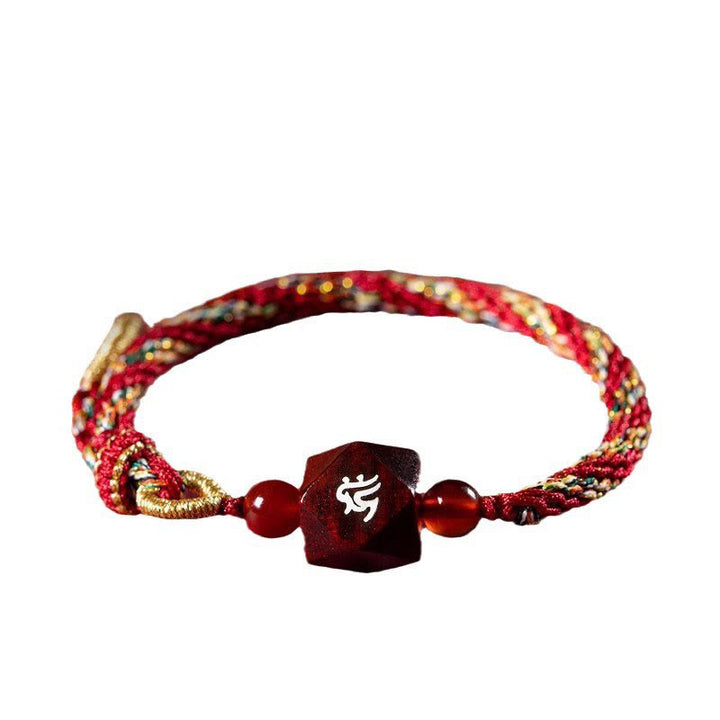 Buddha Stones Chinese Zodiac Natal Buddha Small Leaf Red Sandalwood Red String Protection Bracelet - image 20