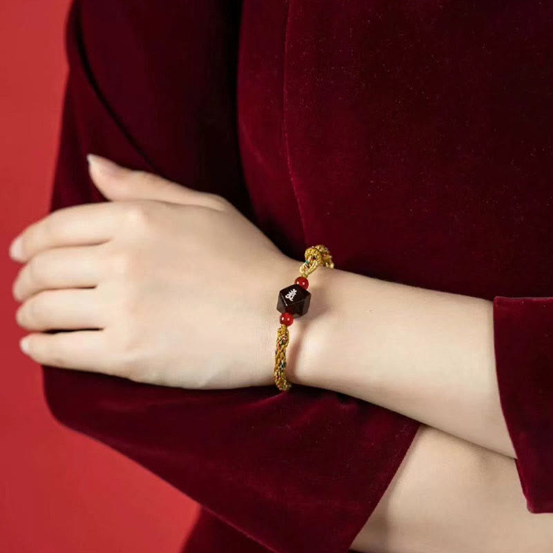 Buddha Stones Chinese Zodiac Natal Buddha Small Leaf Red Sandalwood Red String Protection Bracelet - image 10