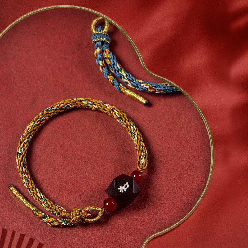 Buddha Stones Chinese Zodiac Natal Buddha Small Leaf Red Sandalwood Red String Protection Bracelet - image 14