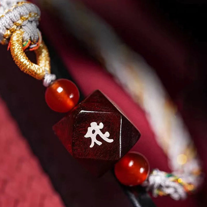 Buddha Stones Chinese Zodiac Natal Buddha Small Leaf Red Sandalwood Red String Protection Bracelet - image 12