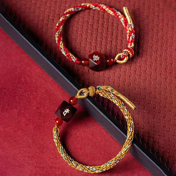Buddha Stones Chinese Zodiac Natal Buddha Small Leaf Red Sandalwood Red String Protection Bracelet - image 15