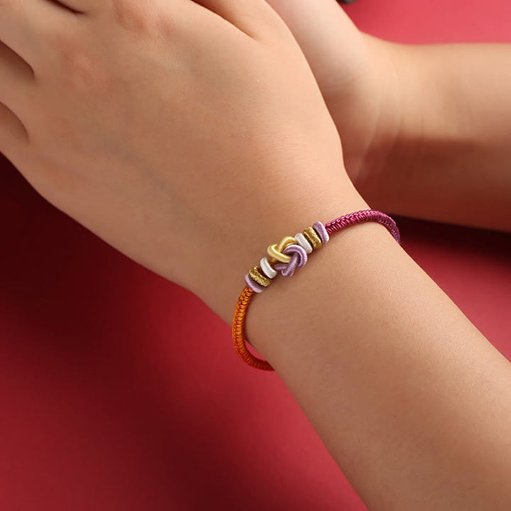 Buddha Stones Colorful String Heart Knot Protection Braided Bracelet - image 4