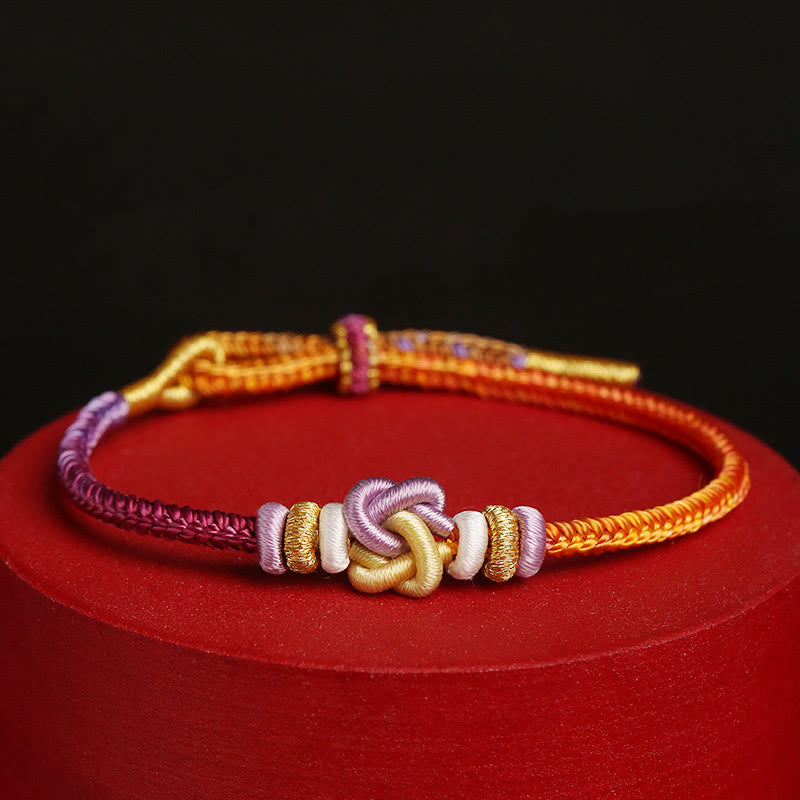 Buddha Stones Colorful String Heart Knot Protection Braided Bracelet - Colorful String(Wrist Circumference: 15-21cm) - image 0