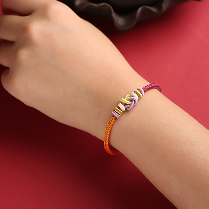 Buddha Stones Colorful String Heart Knot Protection Braided Bracelet - image 6