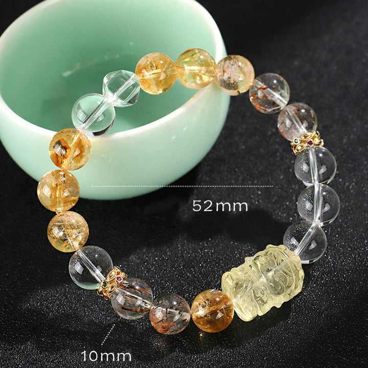 Buddha Stones Natural Citrine Pearl Topaz White Crystal Protection Bracelet - Topaz Lemon Quartz(Wrist Circumference: 14-15cm) - image 6