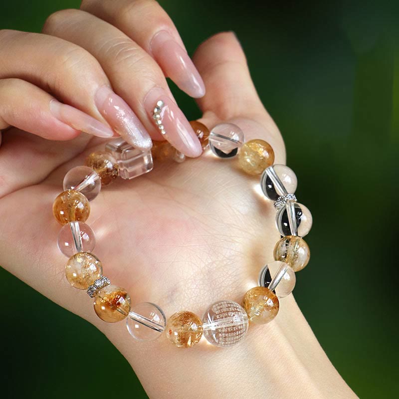 Buddha Stones Natural Citrine Pearl Topaz White Crystal Protection Bracelet - image 14